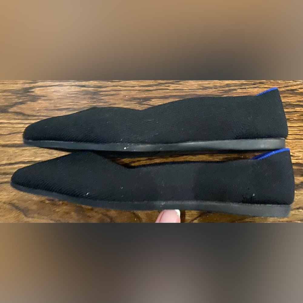 Rothy's The Pointe Black Knit Ballet Flats with Blue Trim Size 6.5 EUC - Picture 6 of 7